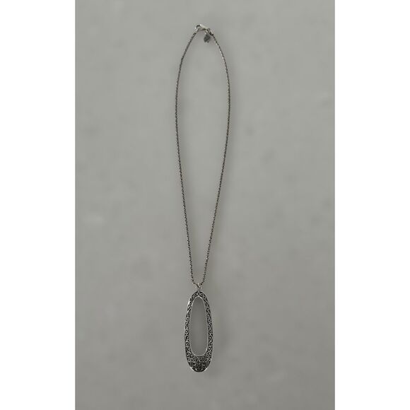 Silpada Sterling Silver Oblong Oval Filigree Scroll Heart Necklace 18" - Picture 1 of 5